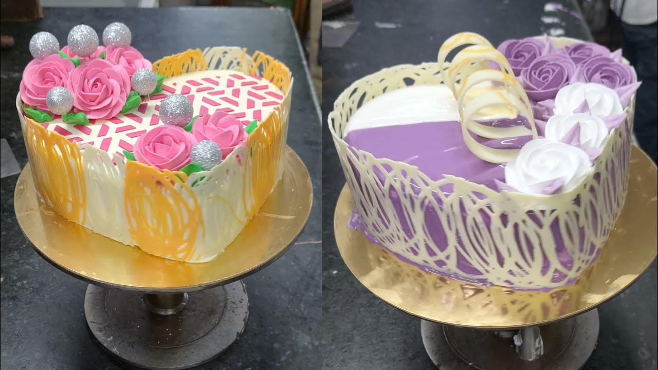  Pink & Purple Heart Cakes | Chocolate Lace Design Tutorial | Professional Cake beautiful heart 
