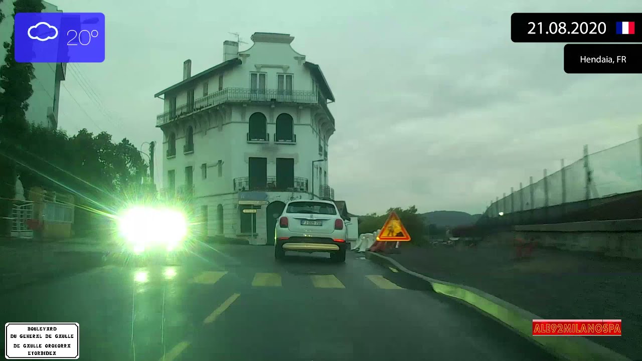 Driving through Hendaye (France) Centre-Ville 21.08.2020 Timelapse x4