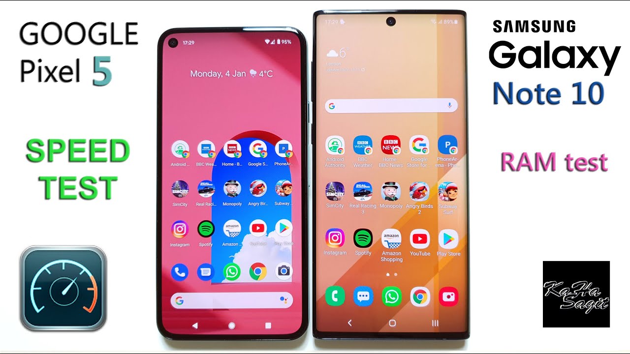 Google Pixel 5 vs Samsung Galaxy Note 10 - Speed Test + RAM management