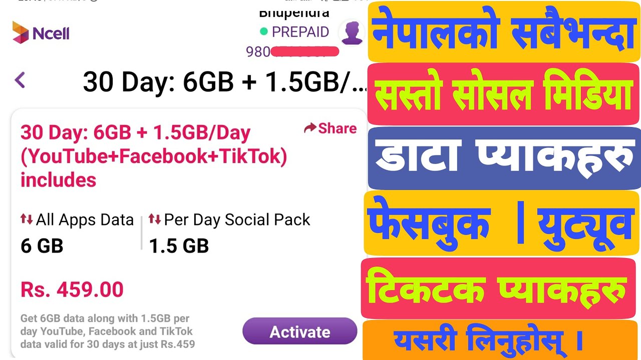 Ncell Social Media Data Packs Cheapest Data Packs 2021 | YouTube | Facebook | TikTok Data Packs 2021