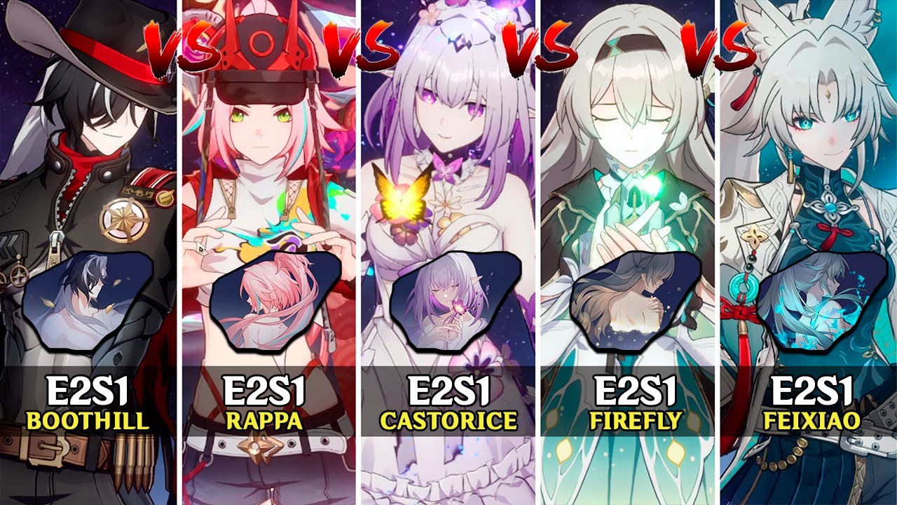 Castorice E2S1 vs Firefly E2S1 vs Feixiao E2S1 vs Rappa E2S1 vs Boothill E2S1 - Honkai: Star Rail