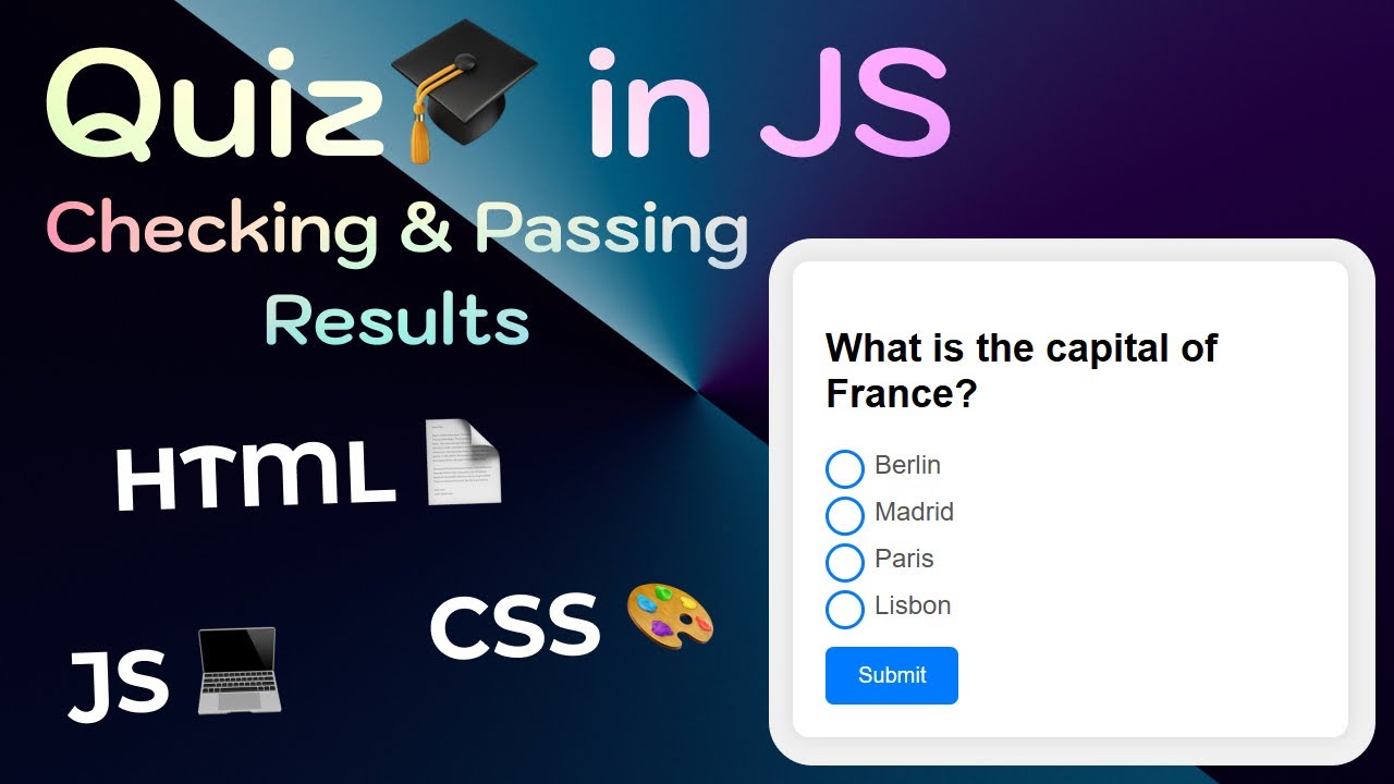 💡 Create an Interactive Quiz with HTML, CSS, and JavaScript - Step-by-Step Guide! 🎉