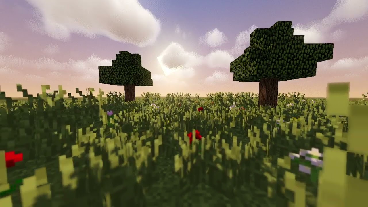 Minecraft sunset with shaders