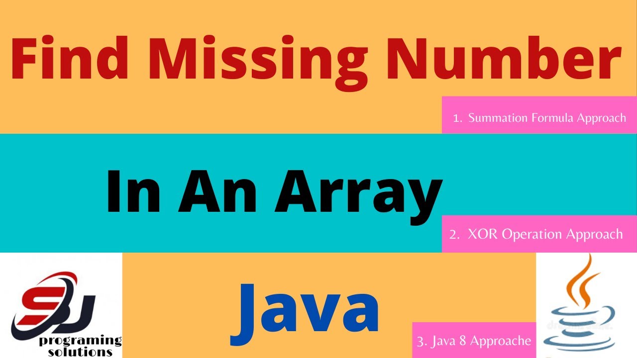 Find missing number in array java || program to find missing number in an array in java.