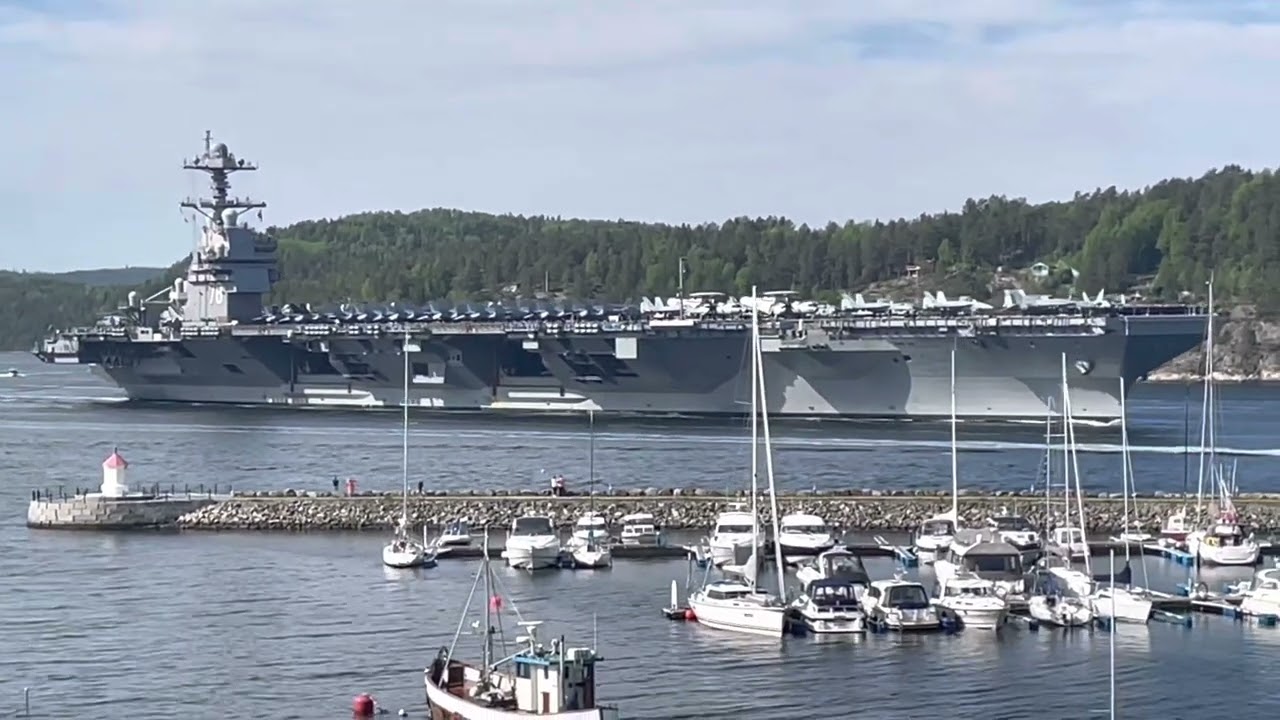 USS Gerald R. Ford sailing into Oslo 2023.05.24