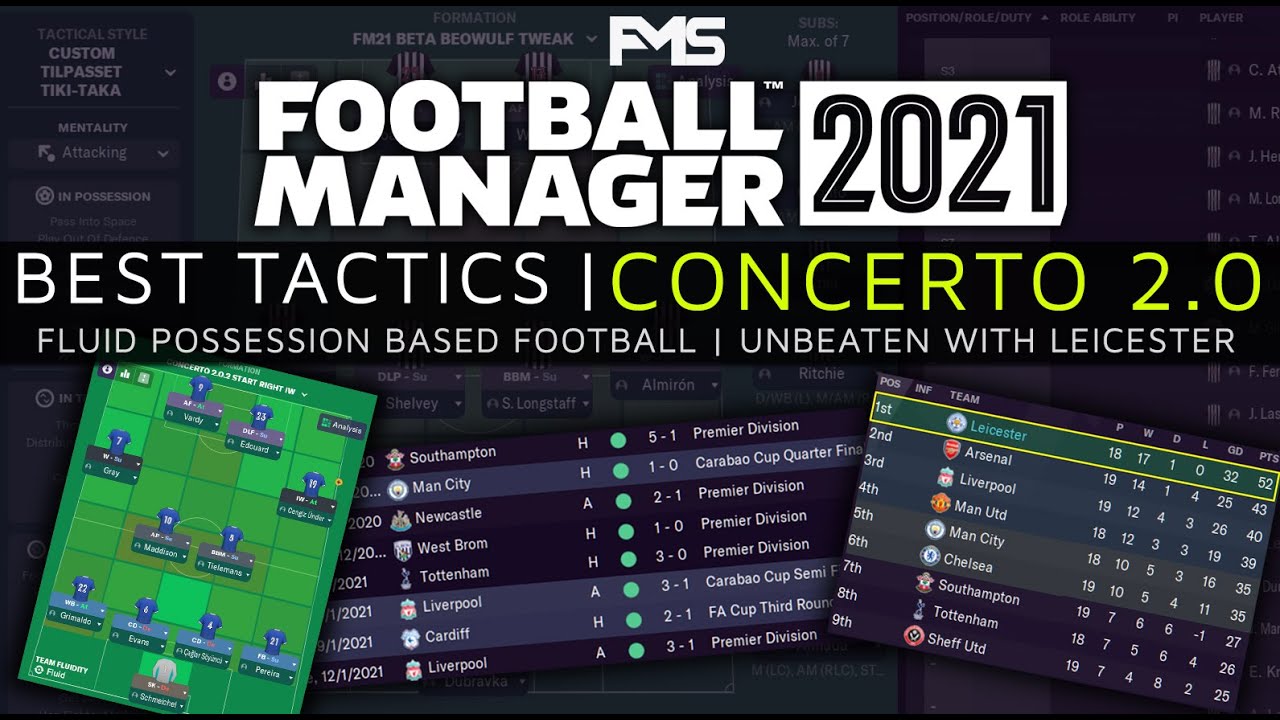 Best FM 2021 Tactics | Concerto 2.0 | Attacking, Possession Play | Unbeaten With Leicester | FM21