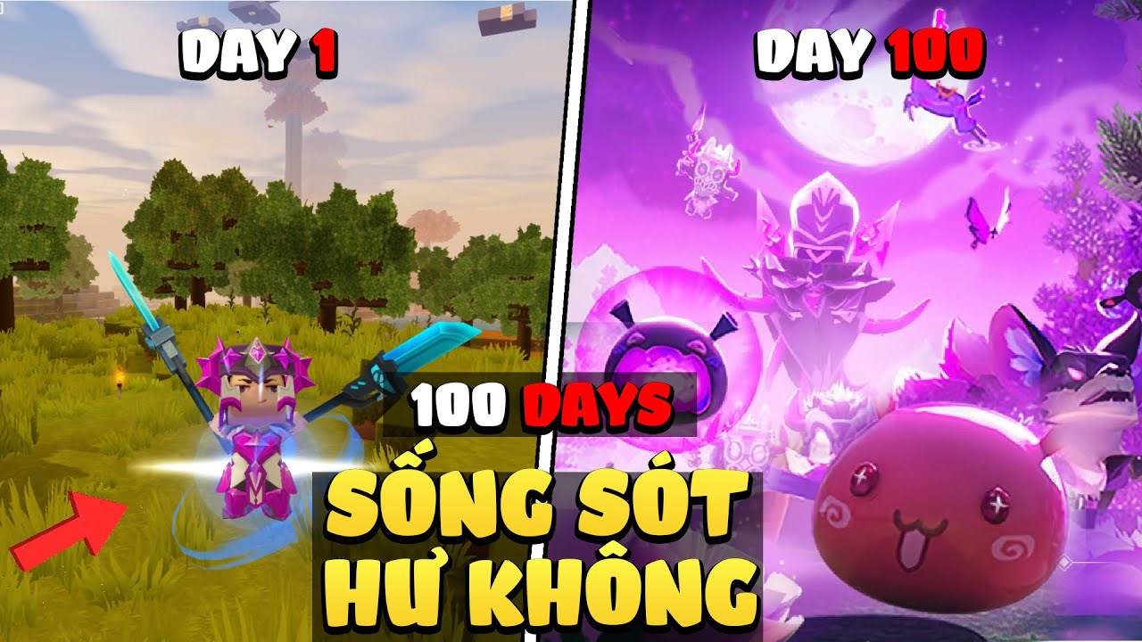 Kiro tóm tắt 100 ngày sống sót khỏi cuộc chiến Hư Không trong sinh tồn Mini World siêu khó