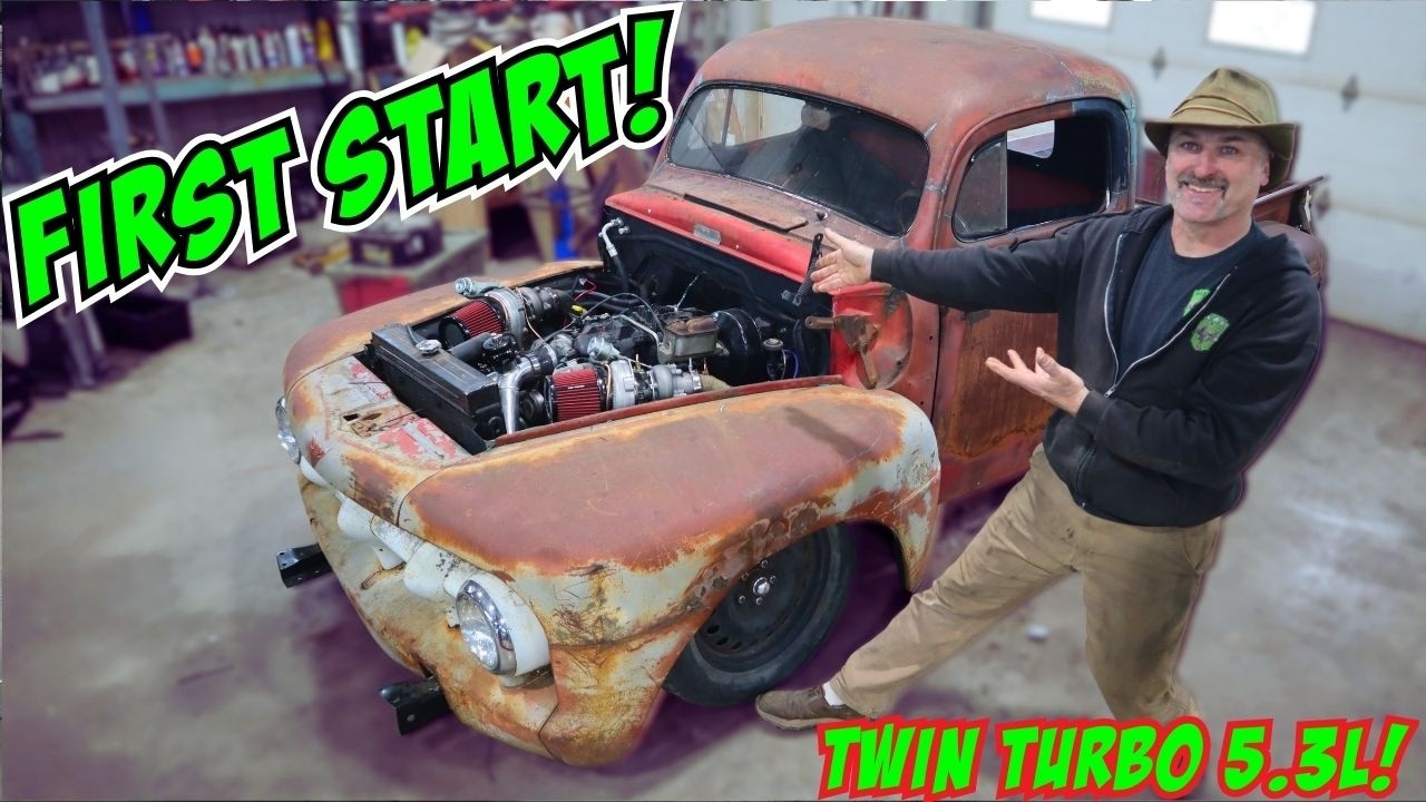 First Start of the Twin Turbo LS in our 1948 Mercury Pickup!
