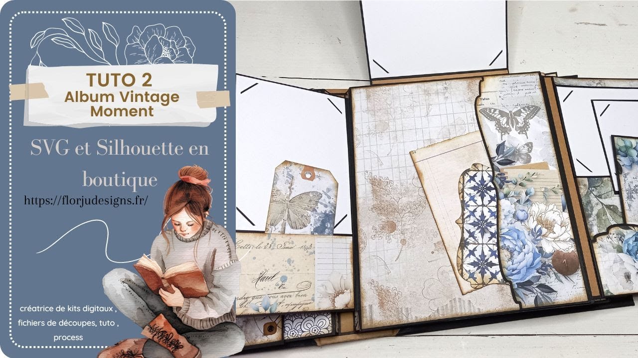 TUTO 2 Grand album Vintage Moment photos 9x13cm , Pages 2 & 3   #scrapbook #scrapbooking