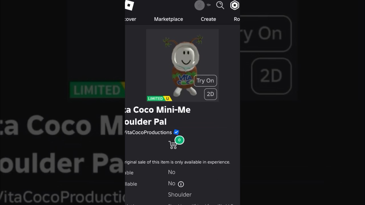 ( Limited UGC Item ) How To Get Vita Coco Mini-Me Shoulder Pal ROBLOX ( 2024 ) DeanOfficial YT