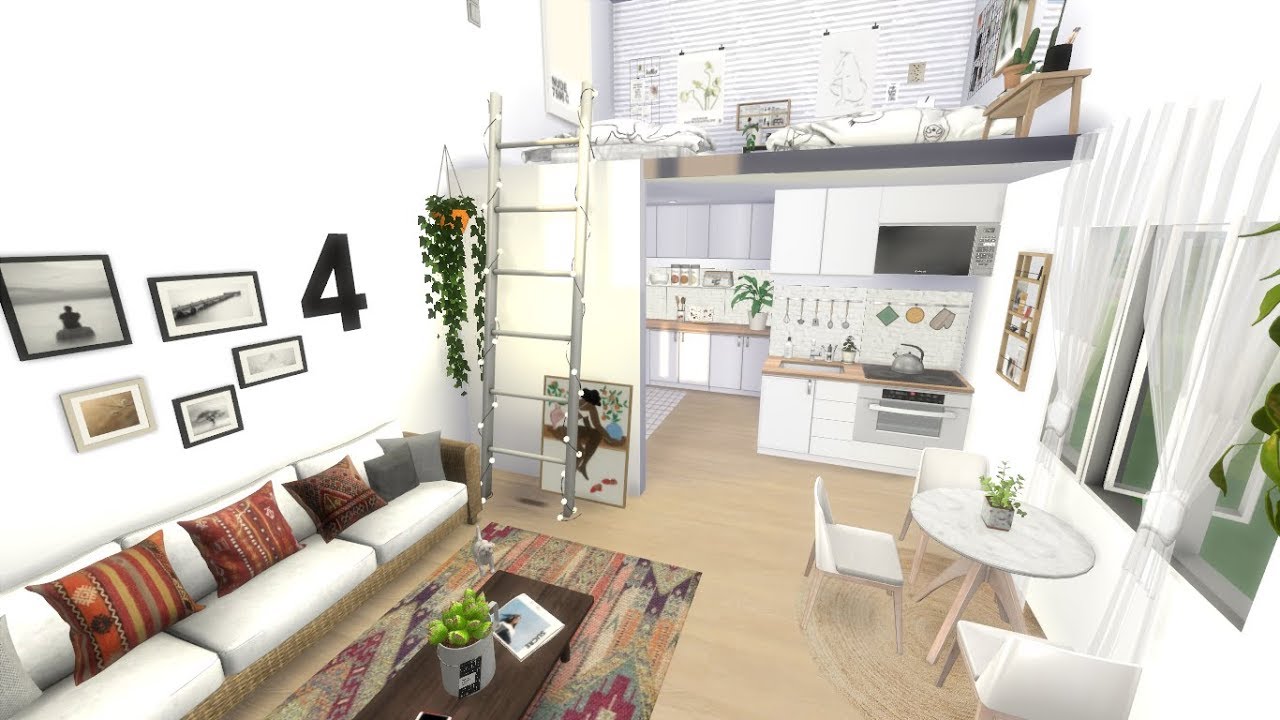 The Sims 4: TINY LOFT // SPEEDBUILD + CC DOWNLOADS  ♡