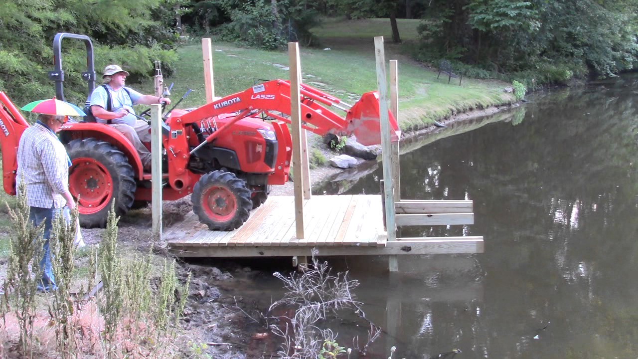 How to Build a Boat Dock Pier with Kubota L3301 HST Diesel Tractor Part 2