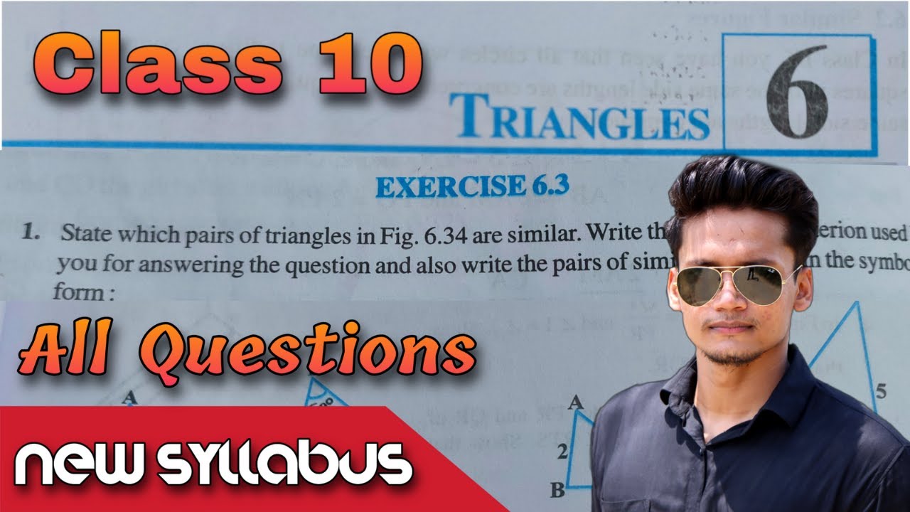 Class 10 Ex-6.3 Q1 to Q10 Triangles Chapter 6 maths NCERT NEW Syllabus CBSE Rajmith