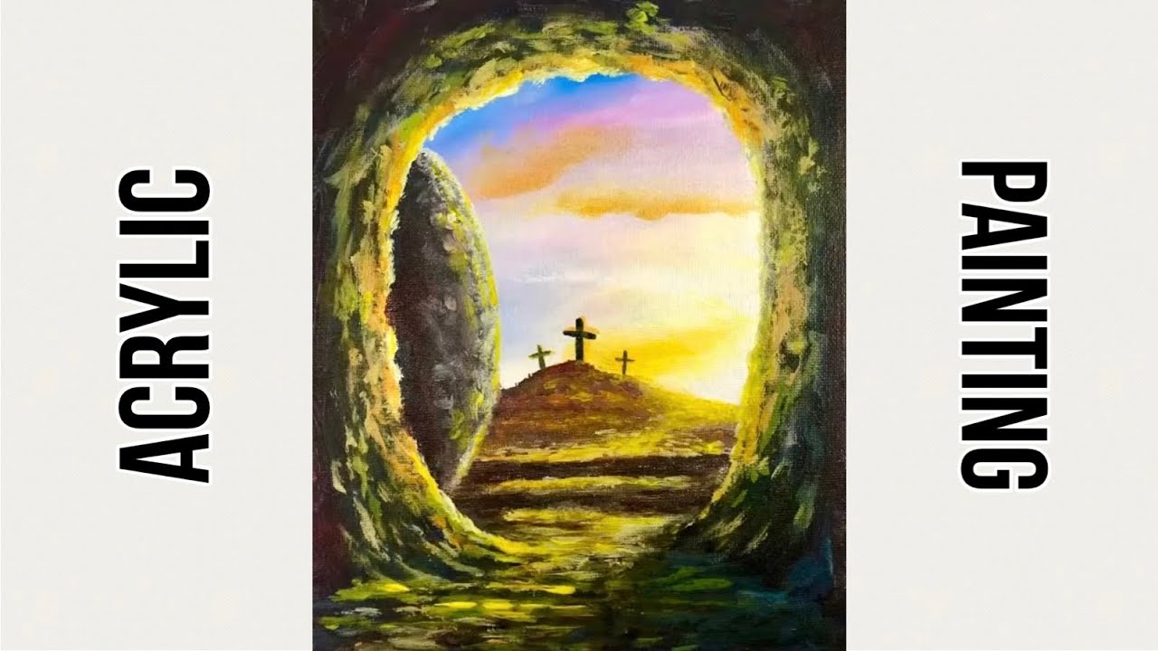 Paint The Empty Tomb with step by step instructions | #acrylicpainting | FREE traceable
