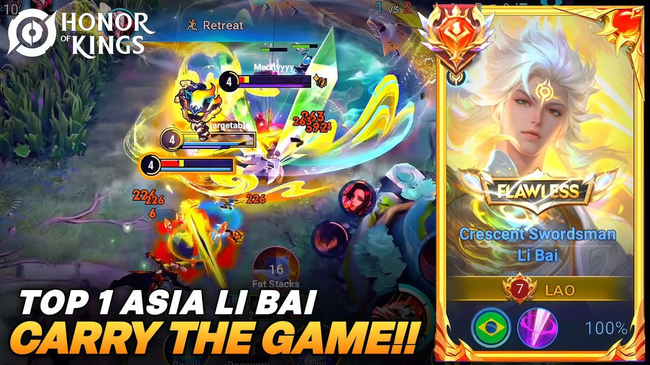 TOP 1 ASIA LI BAI CARRYING THE ENTIRE GAME - HONOR OF KINGS