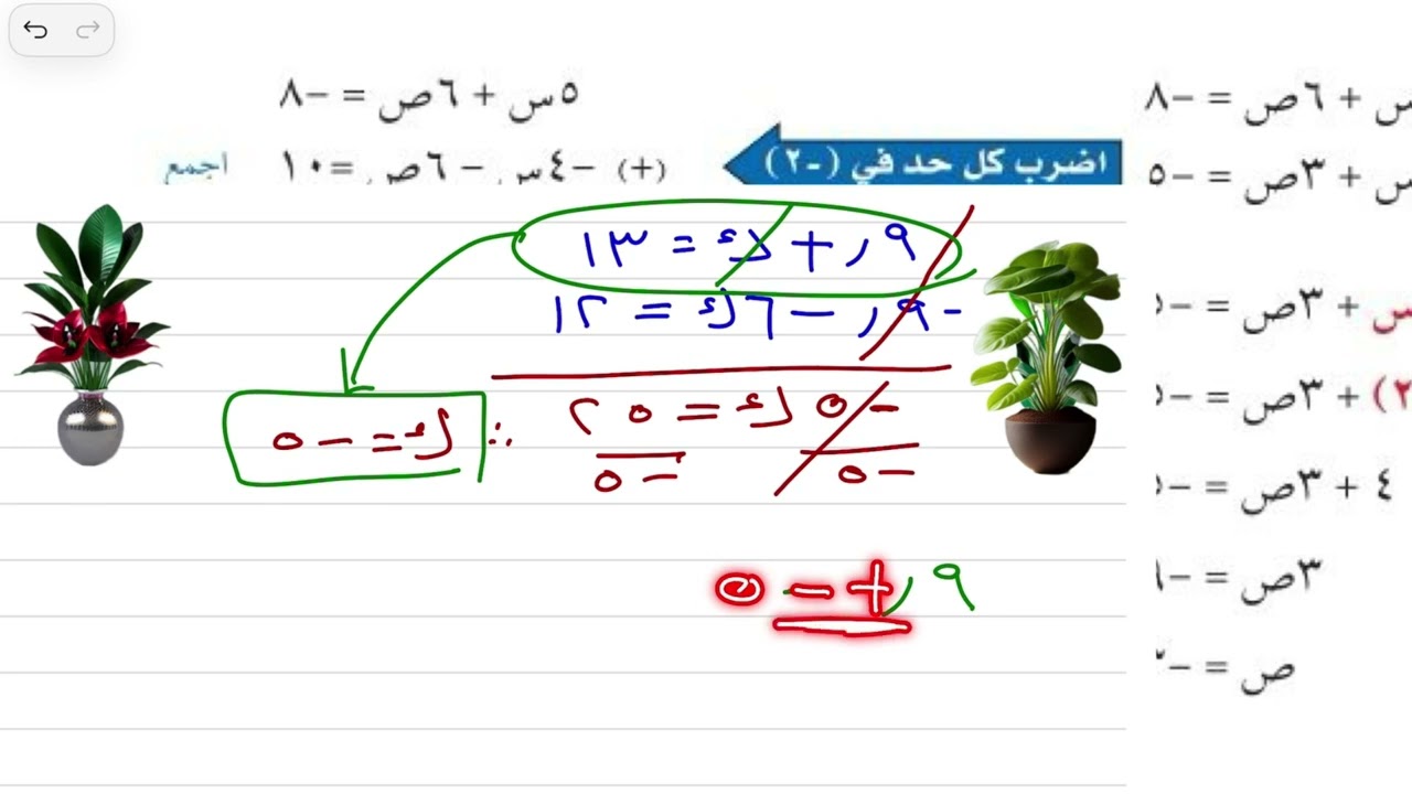 حل نظام من معادلتين خطيتين بالحذف باستعمال الضرب رياضيات ثالث متوسط الترم الاول