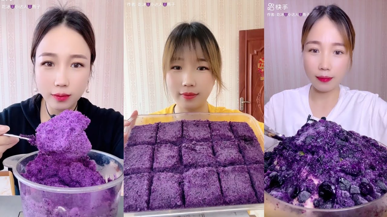 ASMR QIAN PURPLE ICE EATING COMPILATION