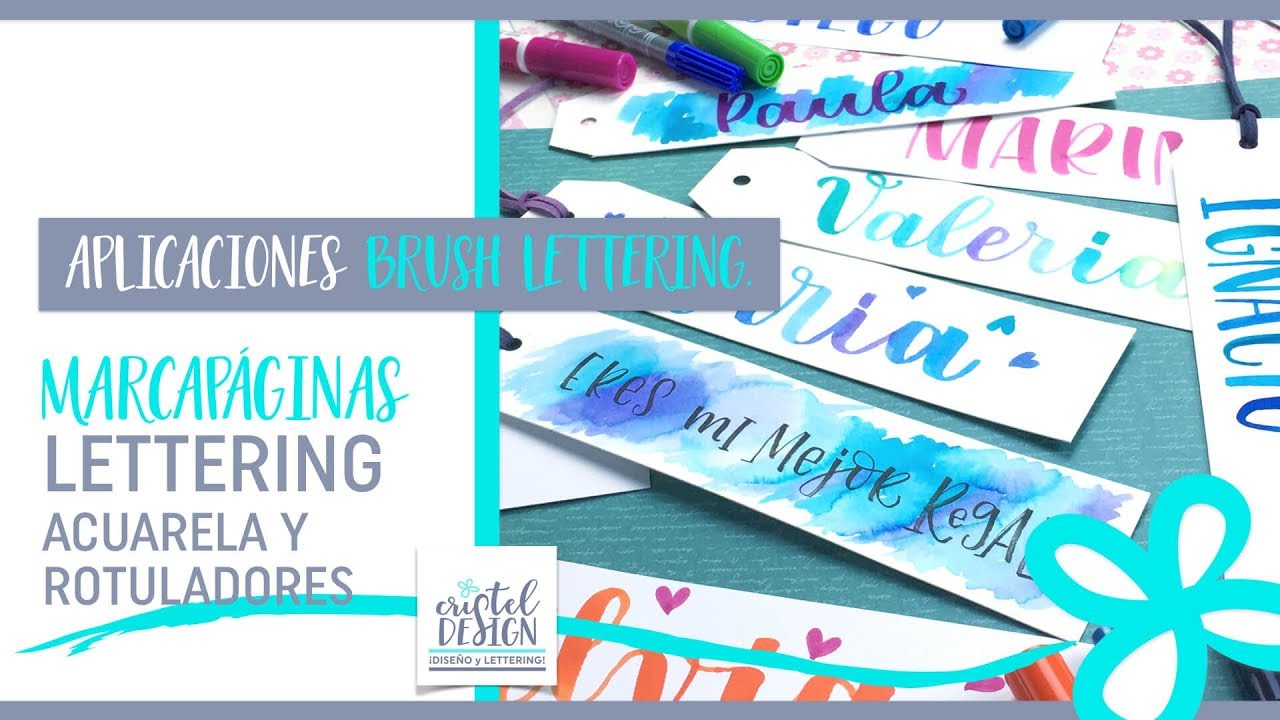 6 Marcapáginas Personalizados con Lettering: Acuarelas y Rotuladores
