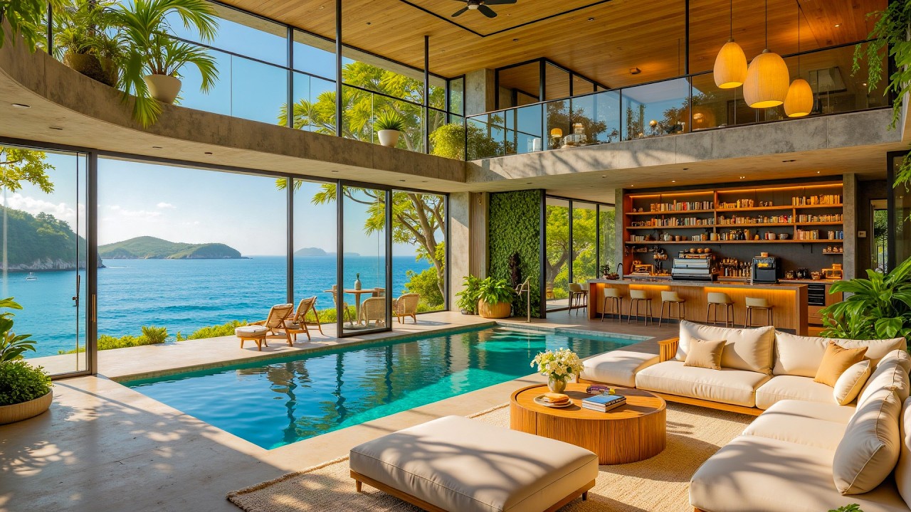 Relaxing Jazz & Gentle Ocean Sounds for Positive ☀️ Smooth Jazz Music & Ocean Waves for Morning