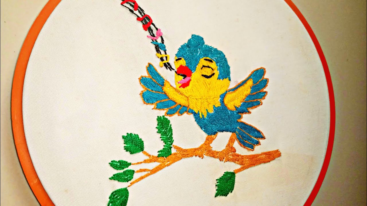 Bird Hand Embroidery | Hand Embroidery for beginner | Tree Embroidery |Leaf Stitch parrot Embroidery