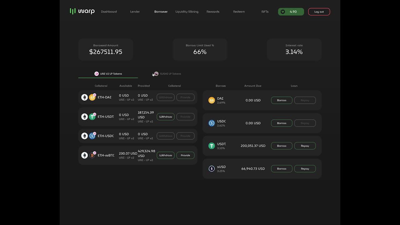 How to borrow stablecoins from Warp Finance