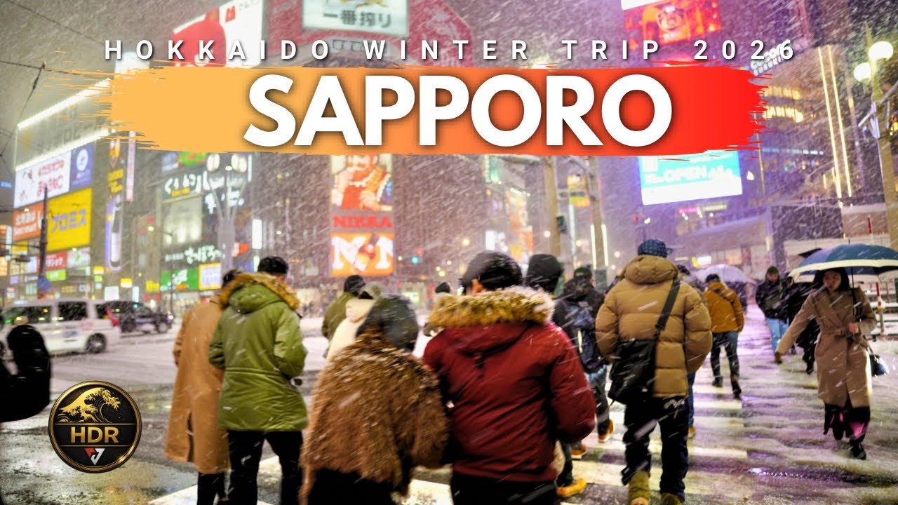 [ 北海道旅行 ] A Snowy Winter Night Walk in Sapporo, Japan❄️