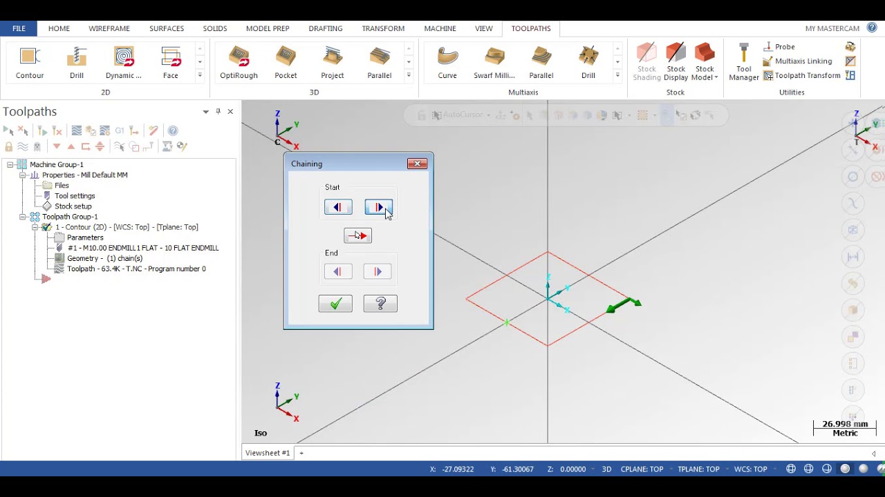 How to change the start point of a tool path in Mastercam