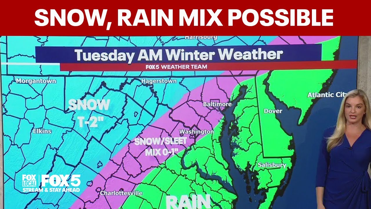 DC weather: Snow, rain mix likely on Tuesday