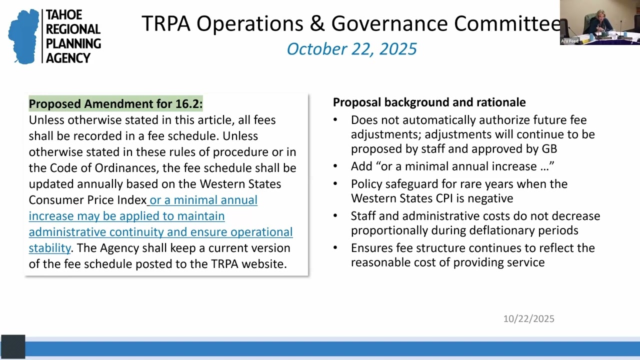 TRPA Operations & Governance Committee - October 22, 2025