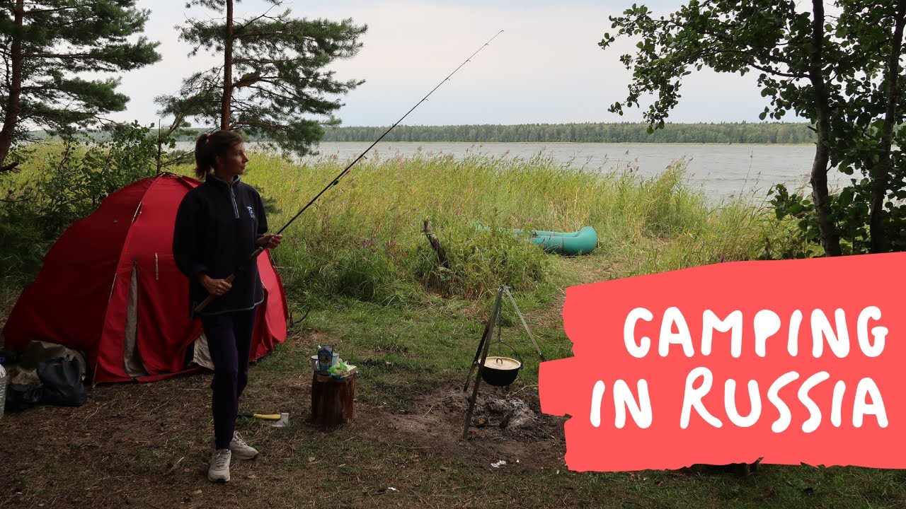 Кемпинг и рыбалка в России | Ночь в палатке в лесу | Русский язык