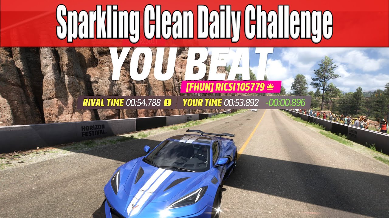 Forza Horizon 5 Sparkling Clean Daily Challenge Post a clean lap on any Rivals Event