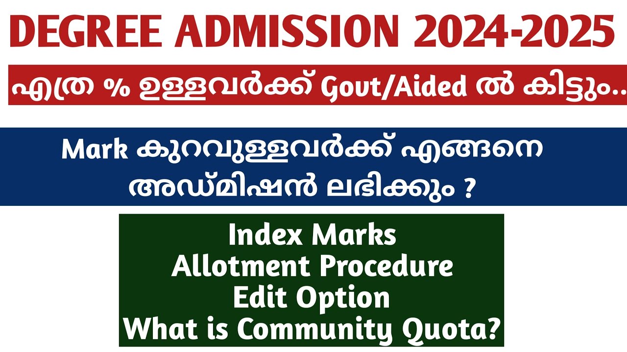 Degree Admission 2024-2025 | Kerala | Kannur | Calicut | MG | Allotment | Index Marks |Kerala Degree