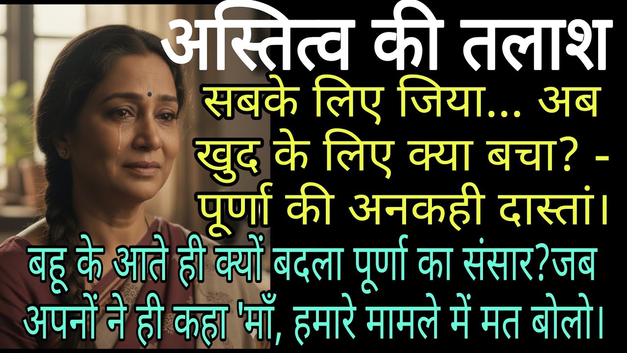 hindivoice।अस्तित्व की तलाश। सबके लिए जिया... अब खुद के लिए क्या बचा? - पूर्णा की अनकही दास्तां
