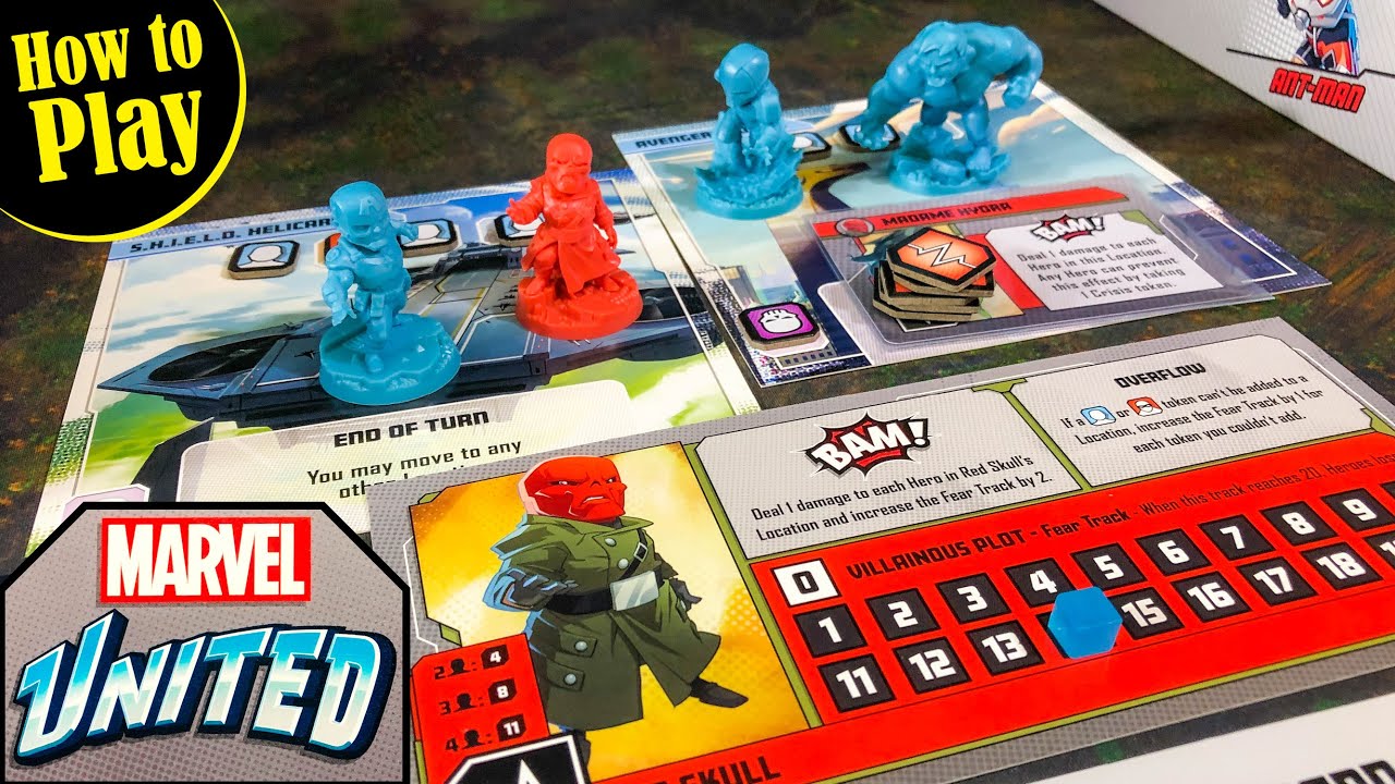 How to Play MARVEL UNITED including Set-up and following up with a Solo Play vs Red Skull