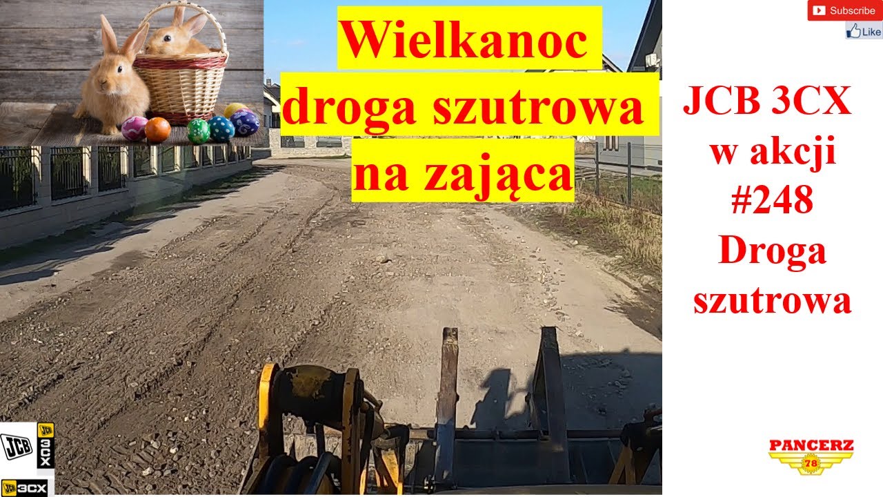JCB 3CX w akcji # 248 Droga szutrowa na Wielkanoc od zajączka