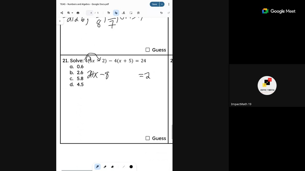 Teas -Numbers and Algebra