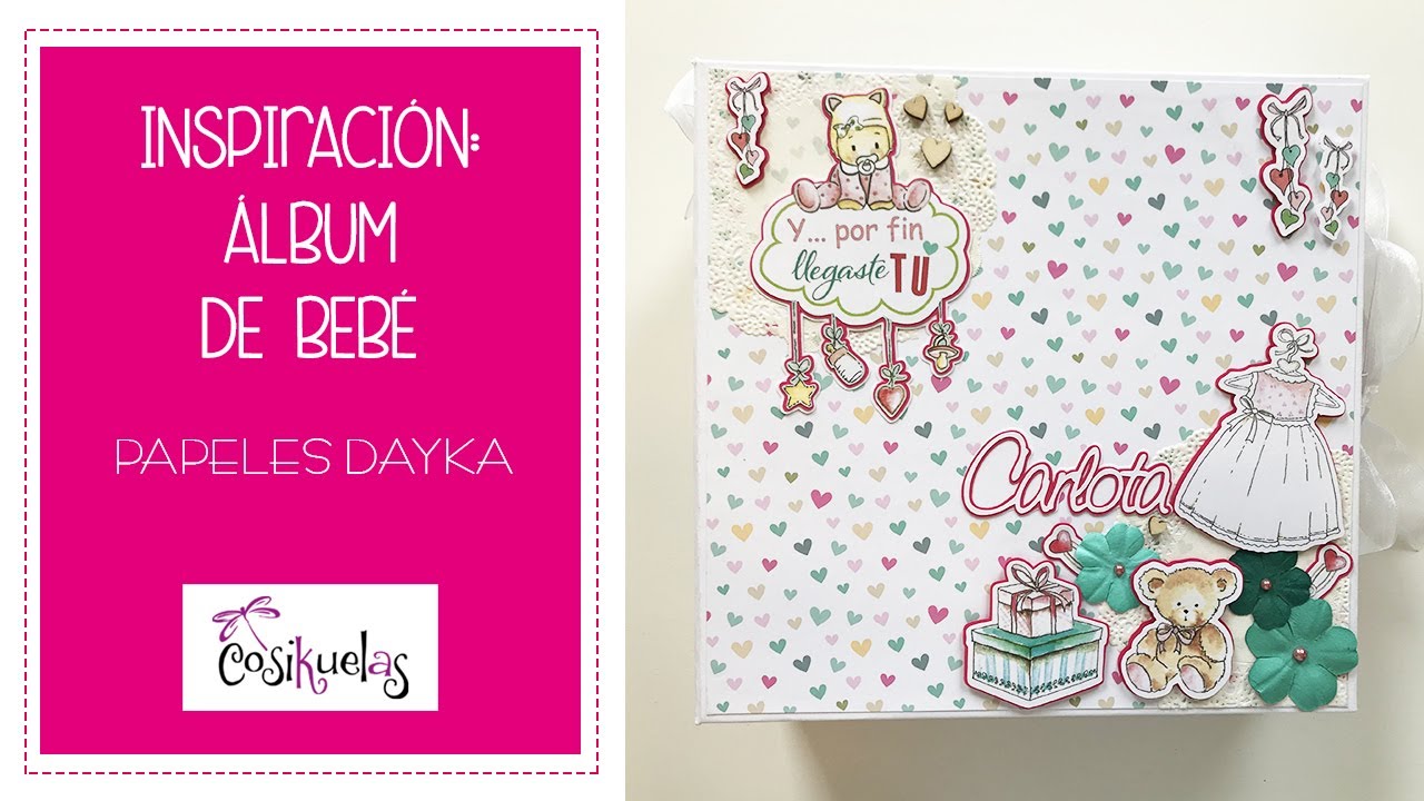 Álbum de bebe Scrapbook personalizado  💘 “Carlota” Papeles Dayka bebe Niña
