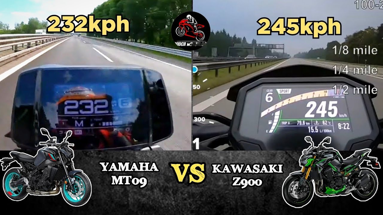 2022 Yamaha MT09 vs Kawasaki Z900 SE | Top Speed | Acceleration 🔥🔥