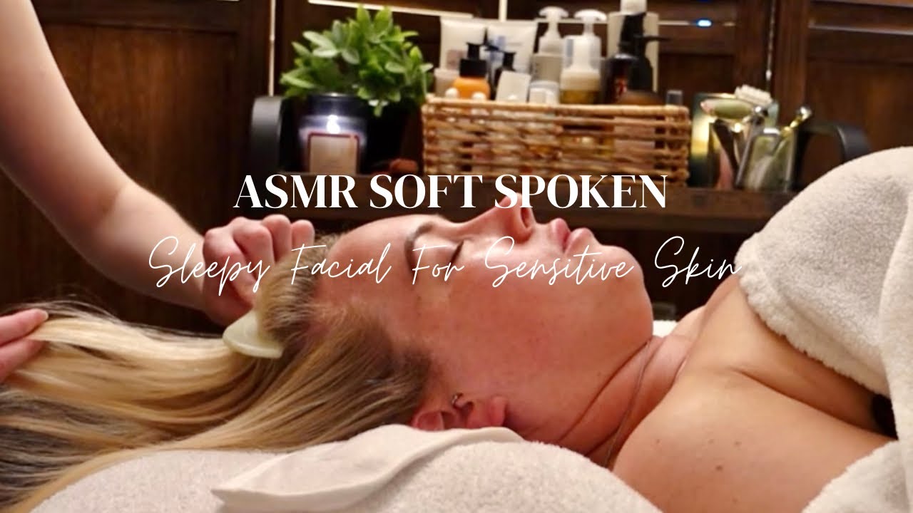 ASMR Sleepy Spa Facial With Music | Obsidian Rollers, Jade comb & Gentle Hair Play to De-stress.