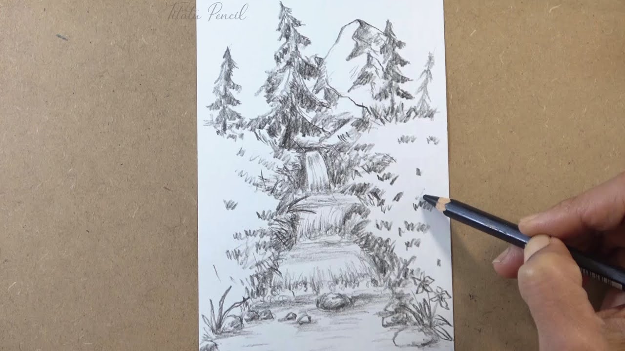 How to Draw Landscape Scenery Step by Step | Pencil Drawing