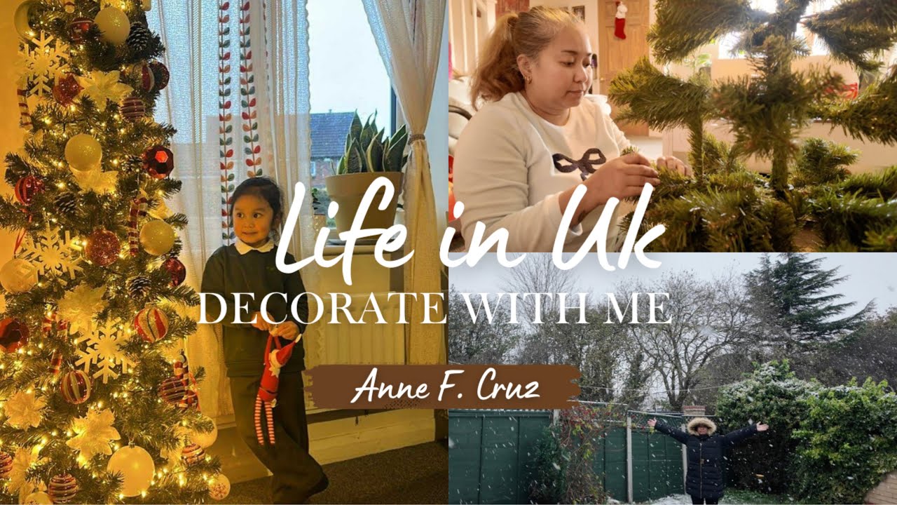Filipino Life in the Uk| Decorate our Christmas tree with me| 1st snowfall in this season