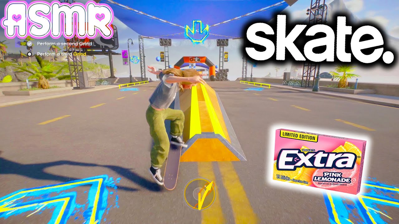 ASMR Gaming 🍀 Skate Relaxing Gum Chewing + Whispering Controller Sounds 🎧