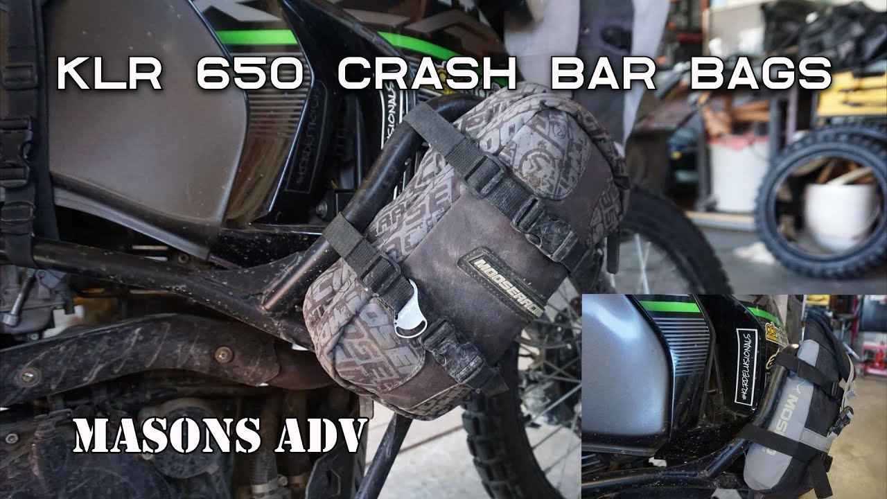 KLR 650 Crash bar bags and how to mount Molle bags.