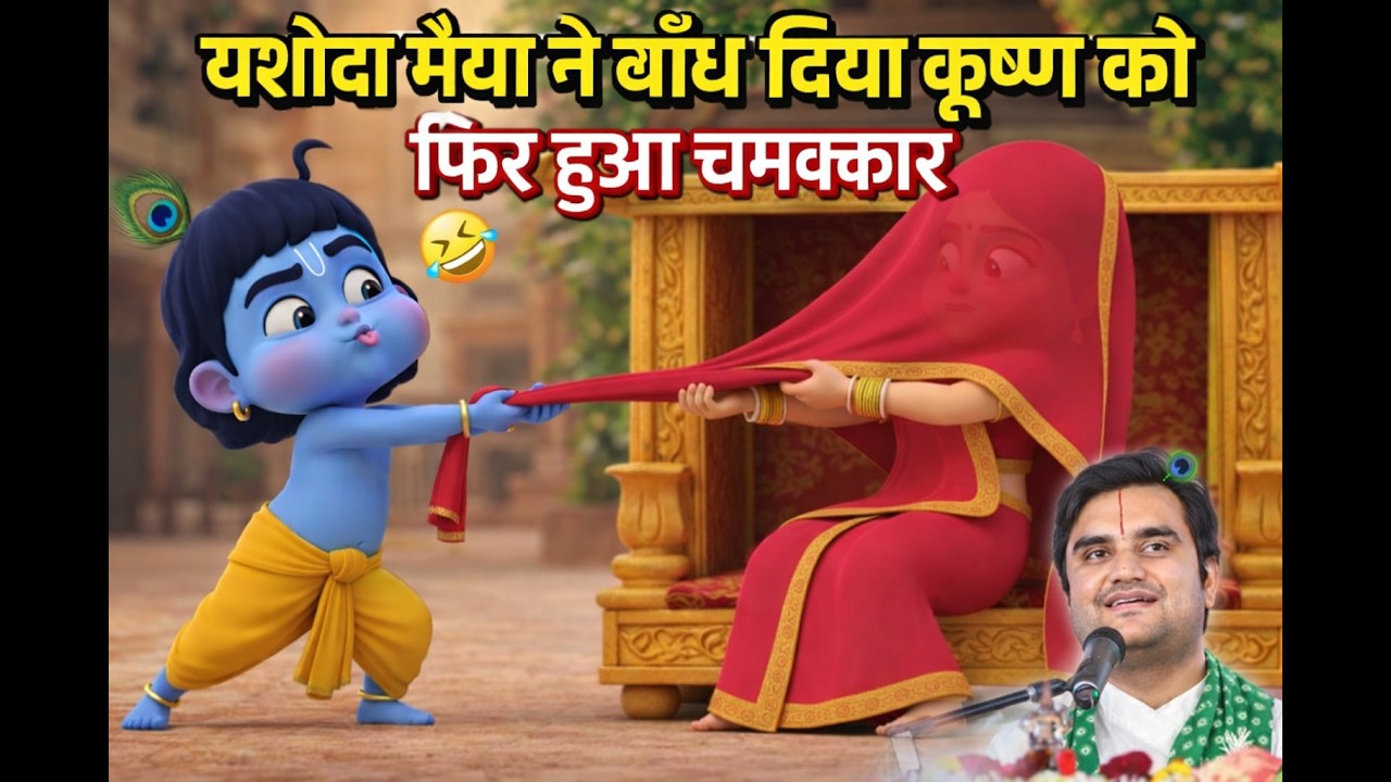 यशोदा मैया ने बाँध दिया कृष्ण को फिर हुआ चमत्कार | Bhagwat Katha | Indresh Upadhyay Katha #katha #ai