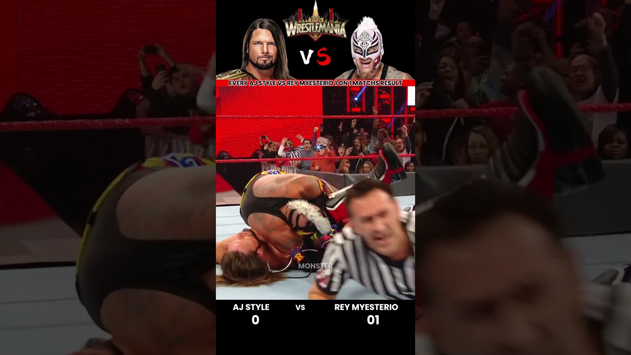 Every AJ Style vs Rey Mysterio 1 on 1 Match Result Edit💥 #wwe