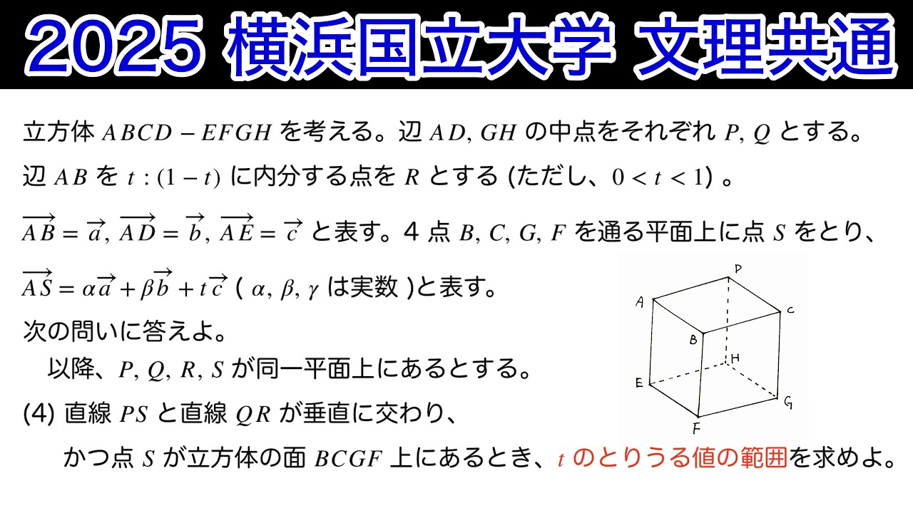 【2025横浜国立大学 】文理共通　数C ベクトル