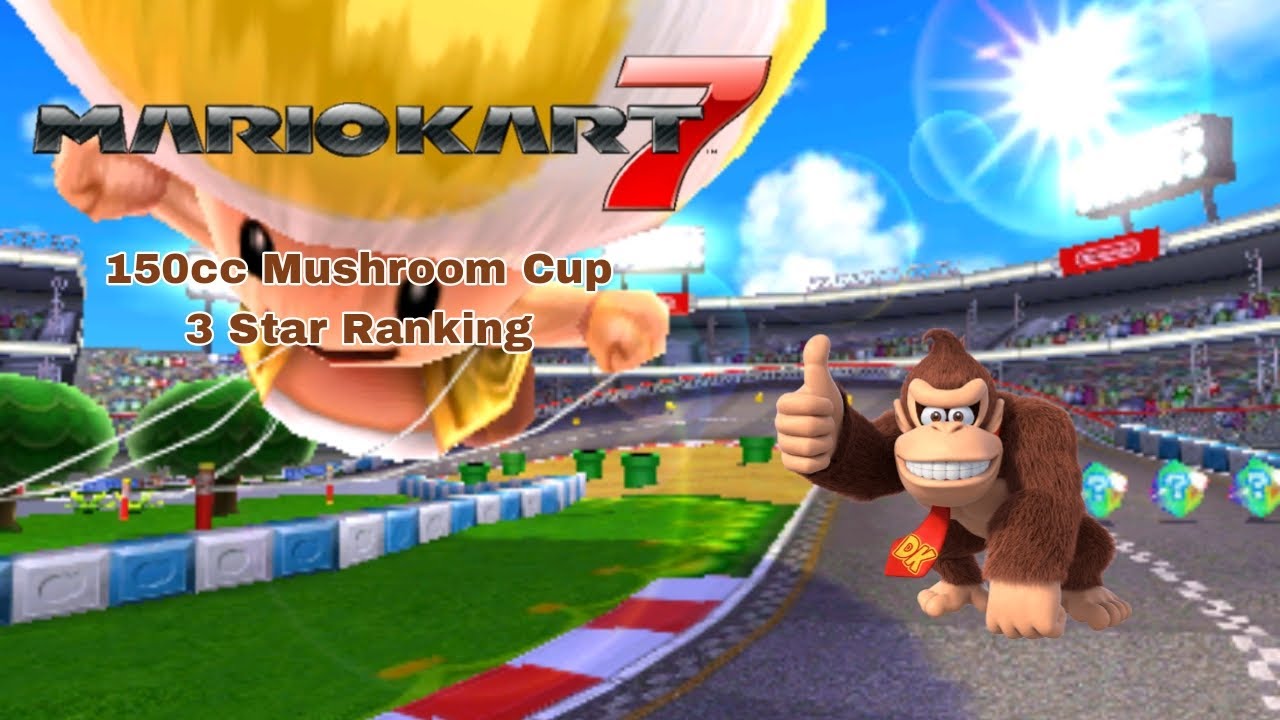 Mario Kart 7 - Mushroom Cup 150cc - DK gameplay - 3 Star Ranking