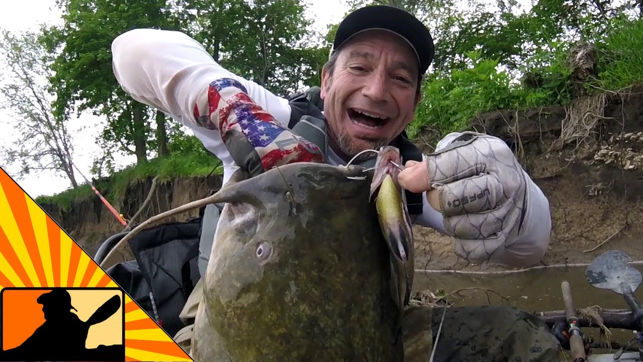 BIG Flathead Catfish is BARELY Hooked! (Kayak Catfishing)