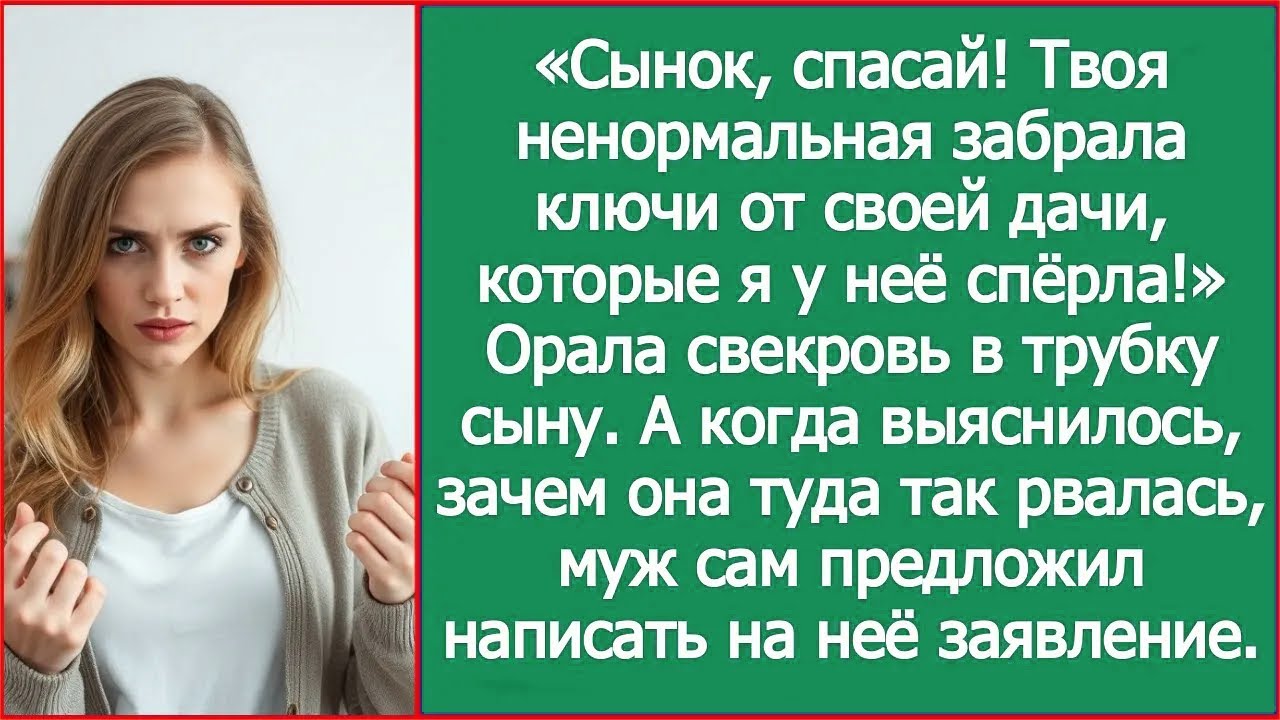 Сынок, спасай! Твоя ненормальная забрала ключи от своей дачи, которые я у неё спёрла!
