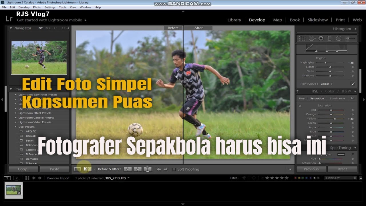 Tutorial Edit Foto Sepakbola di Lightroom PC, Foto jadi lebih indah cuma diedit simpel konsumen puas